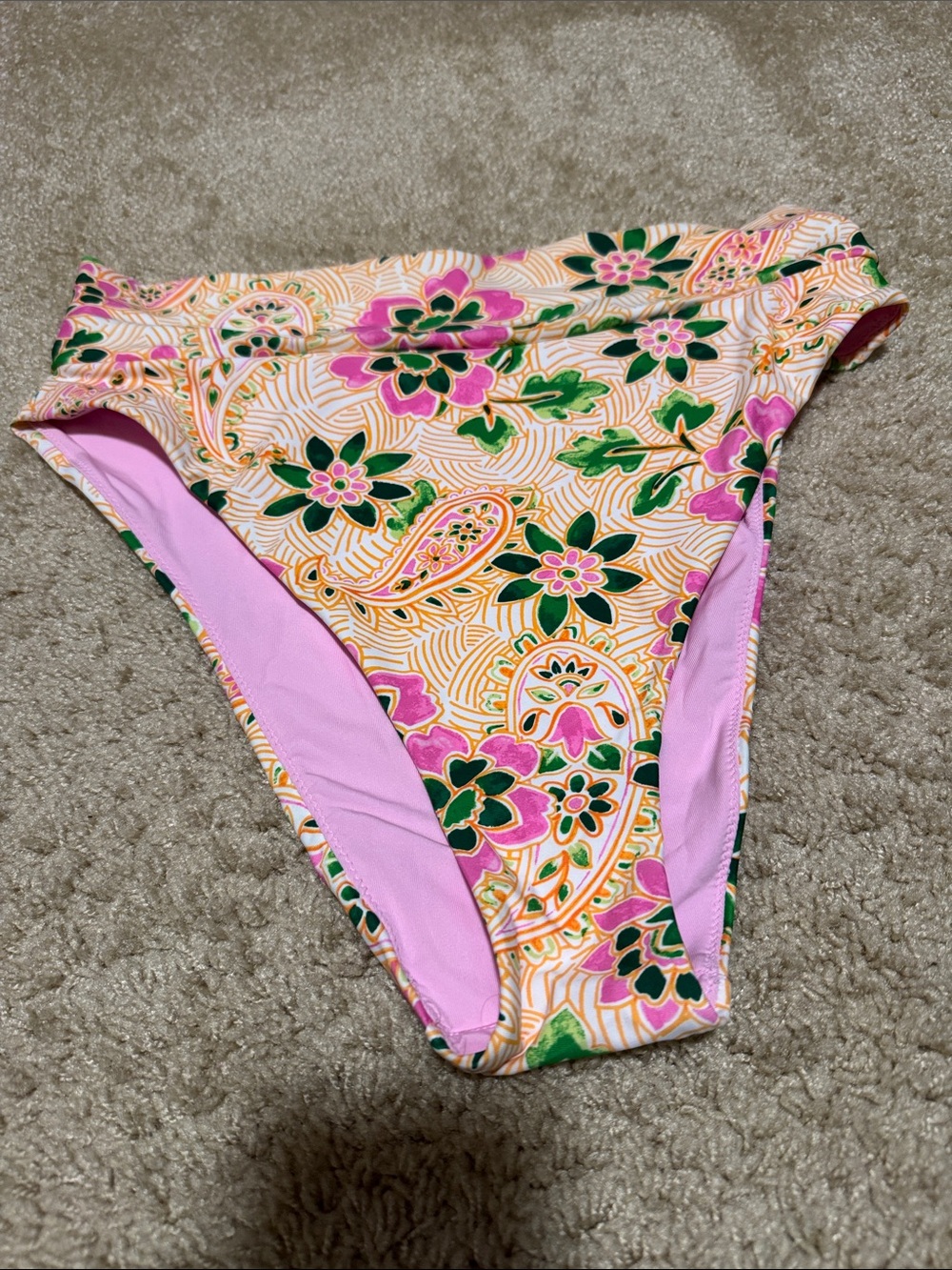 aerie high cut cheeky - Floral Paisley High Cut Bikini Bottom - Pink & Green